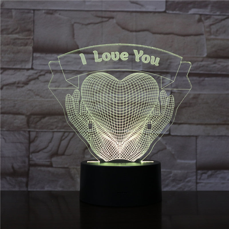 Valentines Day Gift Hands Holding Love 3D Night Light white