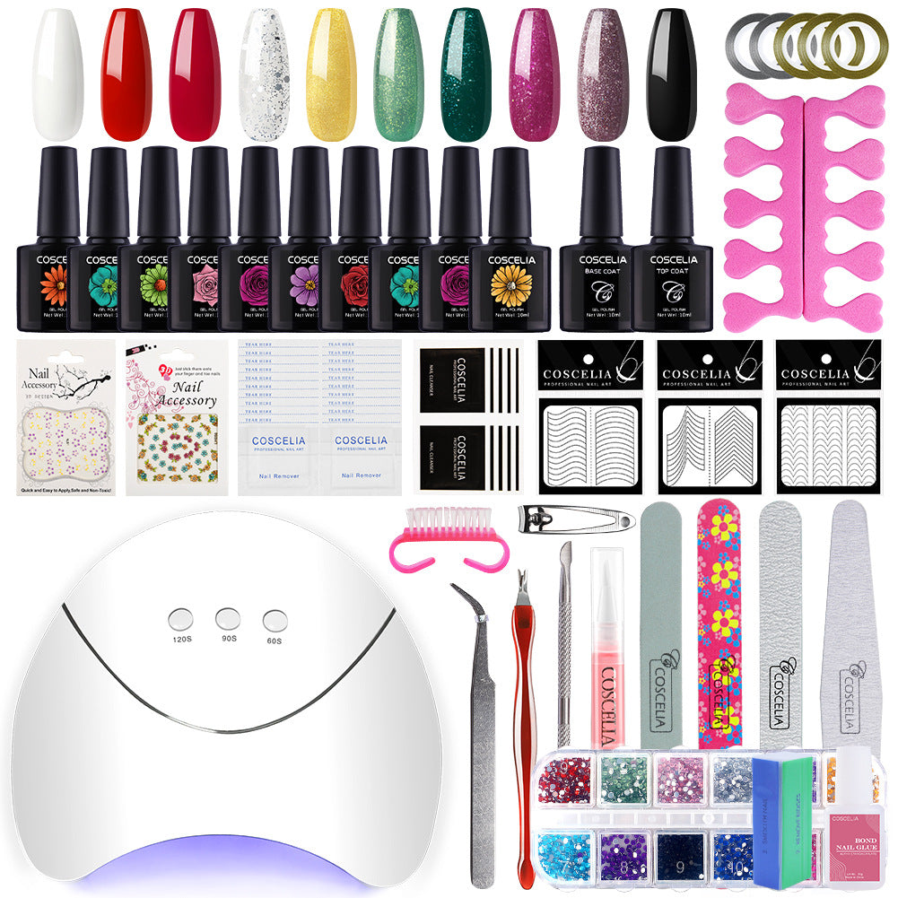 Nail kit tools Nail art set  Nail Tips Art Decorations with LED Lamp 30s UV Lamp