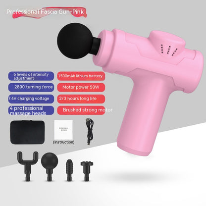 Mini Massage Gun Deep Tissue,6 Speeds Cordless Handheld Muscle Massager with 4 Heads 1500mAh Battery & Type-C Charging, Super Quiet Chargeable Device Pain Relief, Gifts pink