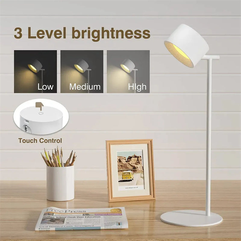 Magnetic Touchable LED USB Rechargeable Table Lamp 360 Rotate Cordless Remote Control Desk Lights Home Bedroom Wall Night Lamp 6