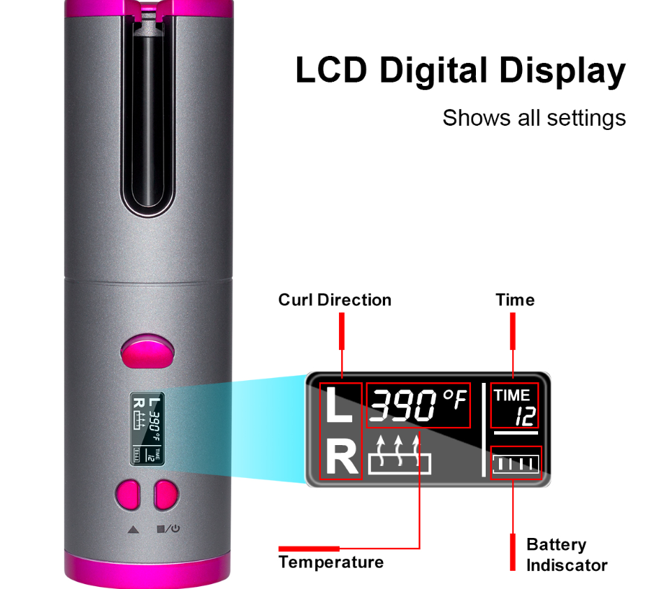 Wireless Automatic Curling Iron, Cordless Auto Curler Restriction with Built-in Rechargeable Battery, Ceramic Professional Hair Curler USB Charging and Rechargeable Portable for Travel details 1