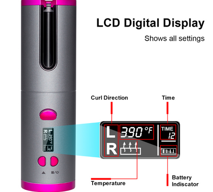 Wireless Automatic Curling Iron, Cordless Auto Curler Restriction with Built-in Rechargeable Battery, Ceramic Professional Hair Curler USB Charging and Rechargeable Portable for Travel details 1