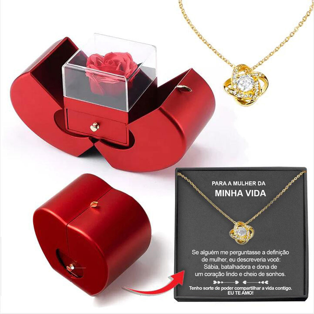 Fashion Jewellery Box Red Apple Gift Necklace Eternal Rose For Girl Valentine's Day 5