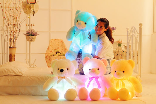 Creative Light Up LED Cuddly Bear Stuffed Animal 7 Colours Light Changing Bear Plush Toy Pillow LED Luminous Night Light for Kids Sleeping