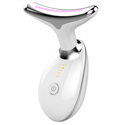 EMS Thermal Neck Lifting And Tighten Massager Electric Microcurrent Wrinkle Remover LED Photon Face Beauty Device For Woman white