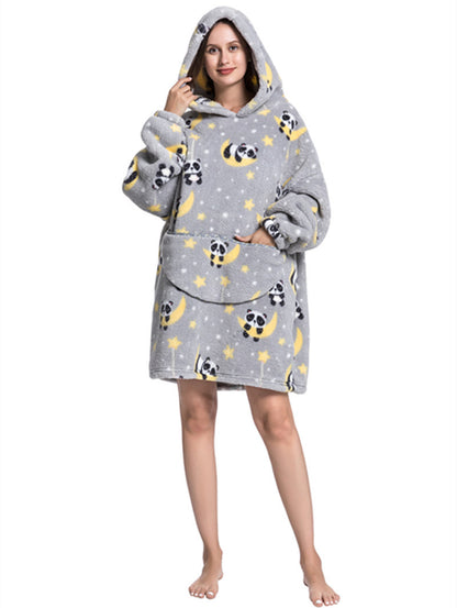 Oversized Blanket Hoodie, Adult Women Sherpa Fleece Wearable Blanket Warm and Cosy Giant Hooded Blanket Fluffy Sweatshirt for Women and Men 7