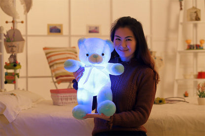 Creative Light Up LED Cuddly Bear Stuffed Animal 7 Colours Light Changing Bear Plush Toy Pillow LED Luminous Night Light for Kids Sleeping 5