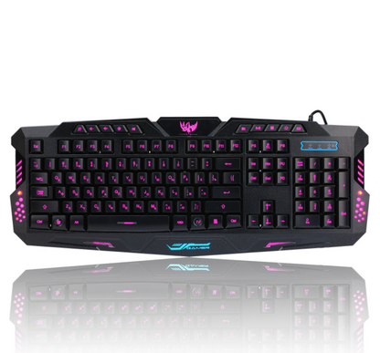 J10 tricolour backlight wired gaming keyboard set colourful luminous gaming mouse keyboard