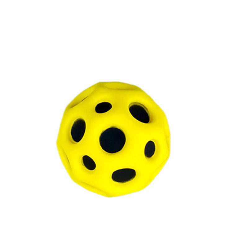 Hole Ball Soft Bouncy Ball Anti-fall Moon Shape Porous Bouncy Ball Kids Indoor Outdoor Toy Ergonomic Design yellow