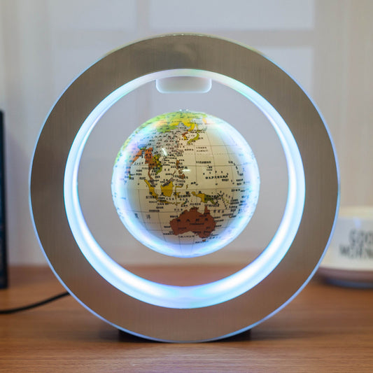 Round LED World Map Floating Globe Magnetic  white