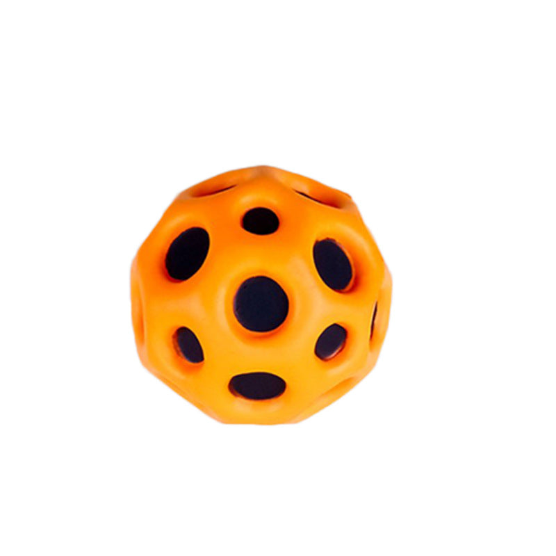 Hole Ball Soft Bouncy Ball Anti-fall Moon Shape Porous Bouncy Ball Kids Indoor Outdoor Toy Ergonomic Design orange