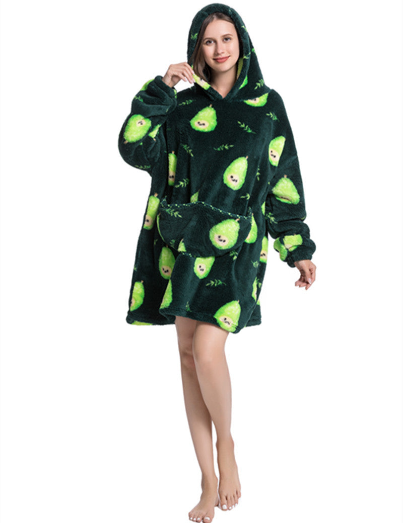 Oversized Blanket Hoodie, Adult Women Sherpa Fleece Wearable Blanket Warm and Cosy Giant Hooded Blanket Fluffy Sweatshirt for Women and Men avocado1