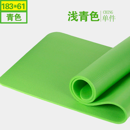 Yoga Mat for Exercise Extra Thick NBR Exercise Mat for Men and Women - Non Slip Gym Mat with Carry Handle Strap for Camping, Home Gym, Pilates and Gymnastic Workout green