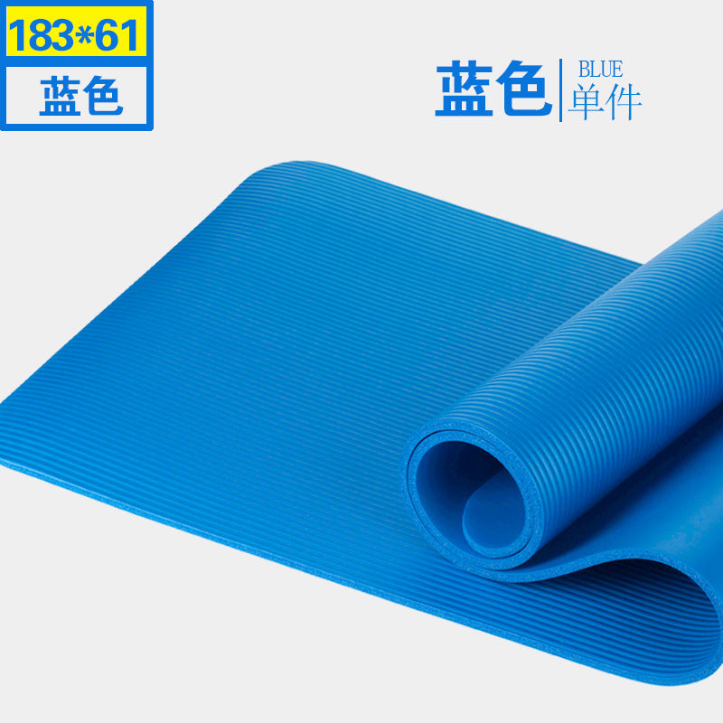 Yoga Mat for Exercise Extra Thick NBR Exercise Mat for Men and Women - Non Slip Gym Mat with Carry Handle Strap for Camping, Home Gym, Pilates and Gymnastic Workout blue