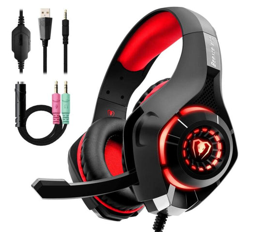 Stereo Gaming Headset Casque Deep Bass Stereo Game Headphone with Mic LED Light for PS4 Phone PC Laptop Gamer