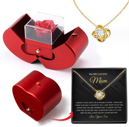 Fashion Jewellery Box Red Apple Gift Necklace Eternal Rose For Girl Valentine's Day and Mothers day