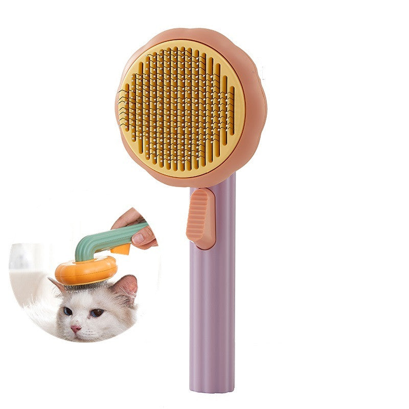 New Pet Cat Brush Hot Selling Hand-held Steel Wire Self-cleaning Comb Looper For Hair Removal 10