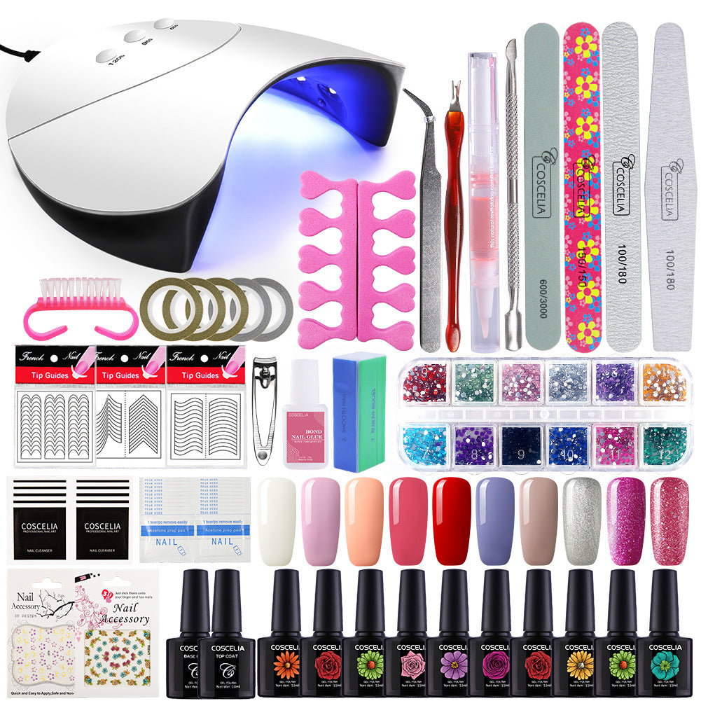 Nail kit tools Nail art set  Nail Tips Art Decorations with LED Lamp 30s UV Lamp