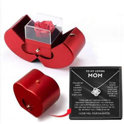 Fashion Jewellery Box Red Apple Gift Necklace Eternal Rose For Girl Valentine's Day and Mothers day