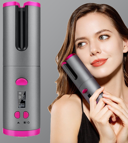 Wireless Automatic Curling Iron, Cordless Auto Curler Restriction with Built-in Rechargeable Battery, Ceramic Professional Hair Curler USB Charging and Rechargeable Portable for Travel