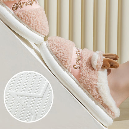 Christmas Shoes Winter Home Slippers Elk Soft Cosy Bedroom Slipper Slip On House Shoes6
