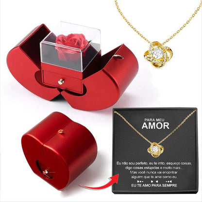 Fashion Jewellery Box Red Apple Gift Necklace Eternal Rose For Girl Valentine's Day 4