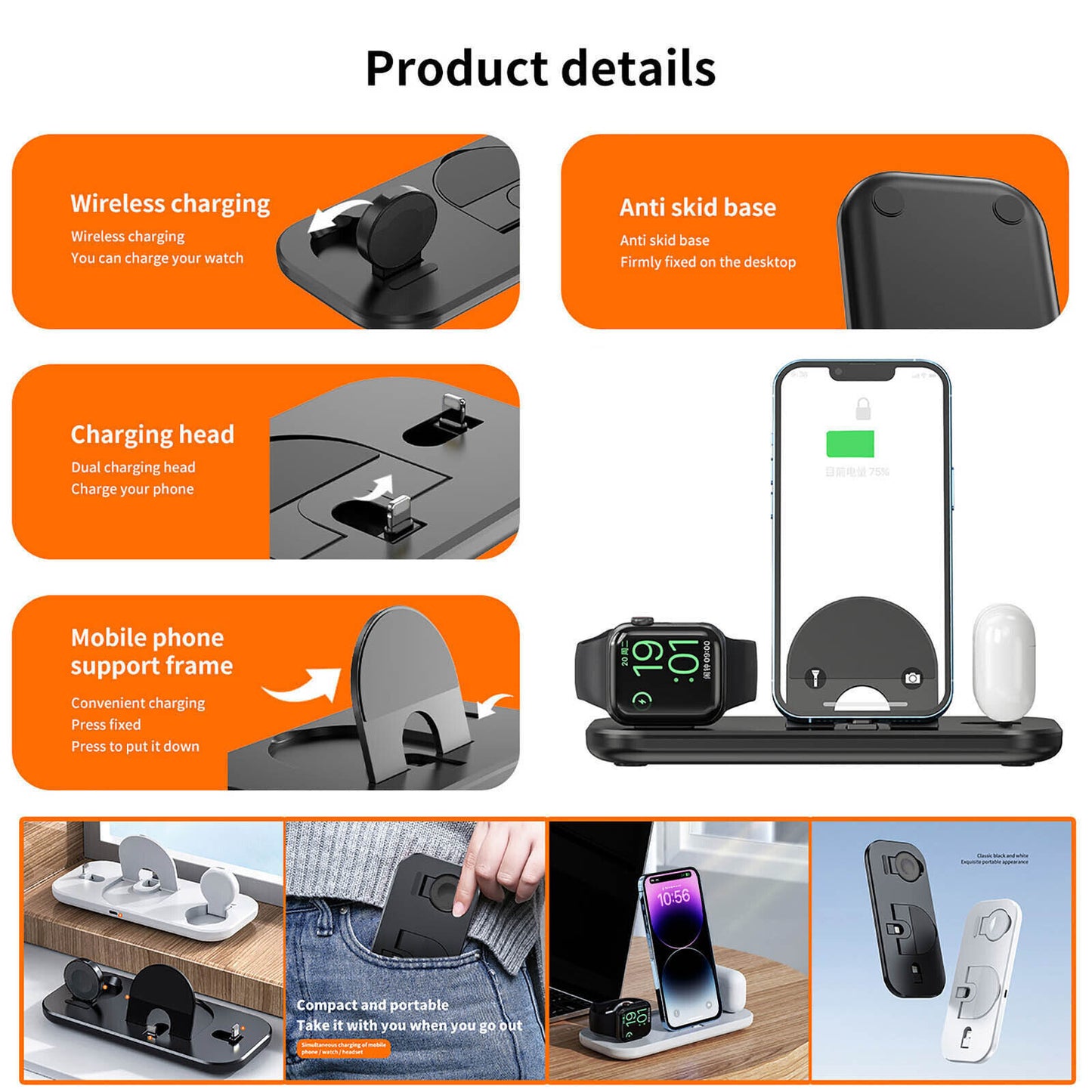 3In1 Wireless Charger Dock Charging Stand For Watch Mobile Phone3