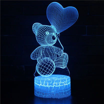 Love Bear Series 3D Light Creative Night Light LED Visual Light blue