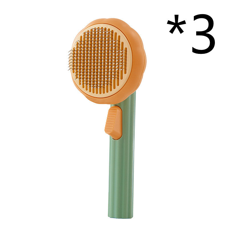 New Pet Cat Brush Hot Selling Hand-held Steel Wire Self-cleaning Comb Looper For Hair Removal  3pcs