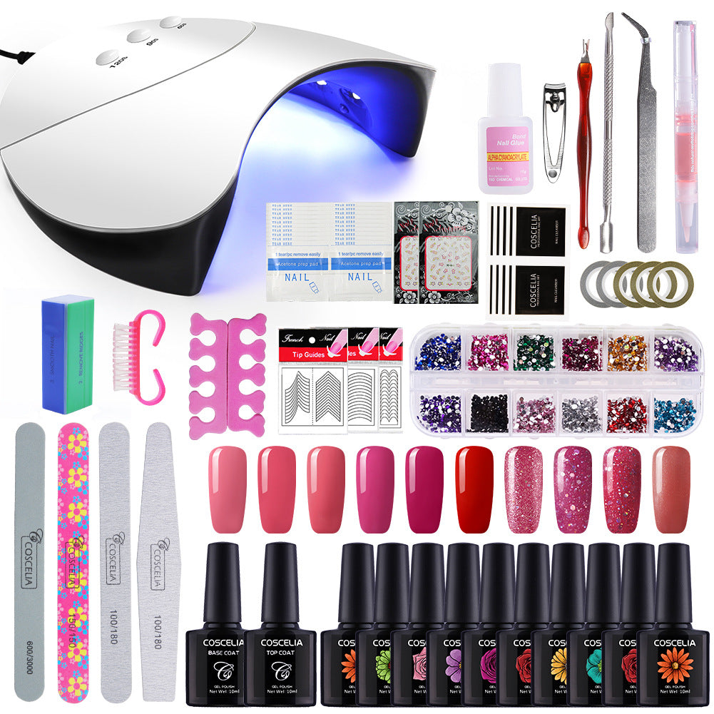 Nail kit tools Nail art set  Nail Tips Art Decorations with LED Lamp 30s UV Lamp