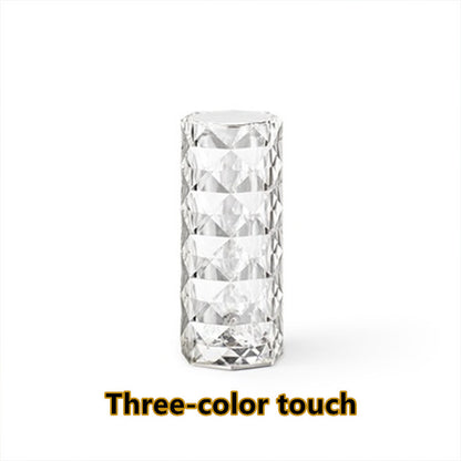 Nordic Crystal Lamp USB Table Lamps Bedroom Touch Dimming Atmosphere Diamond Night Light Rose Projector Lamp Decor 6