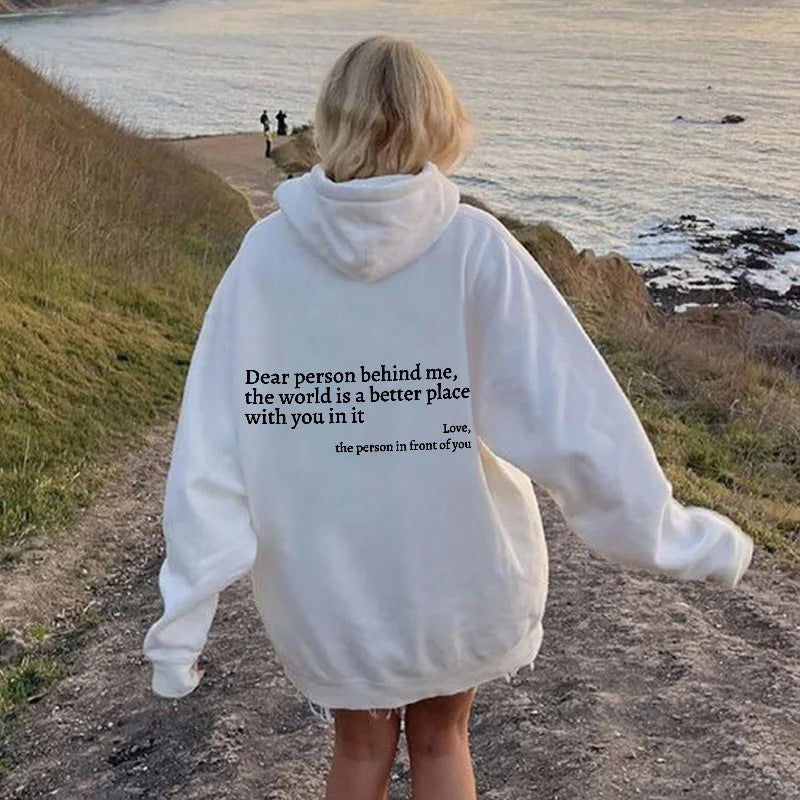 Dear Person Behind Me, You are Enough Drawstring Printed Hoodie Unisex Hoodies white