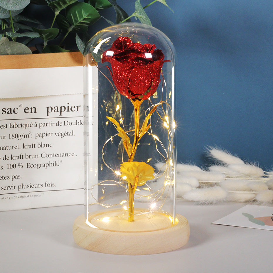 Valentines Day Gift For Girlfriend Eternal Rose Flowers LED Light In Glass Cover 1