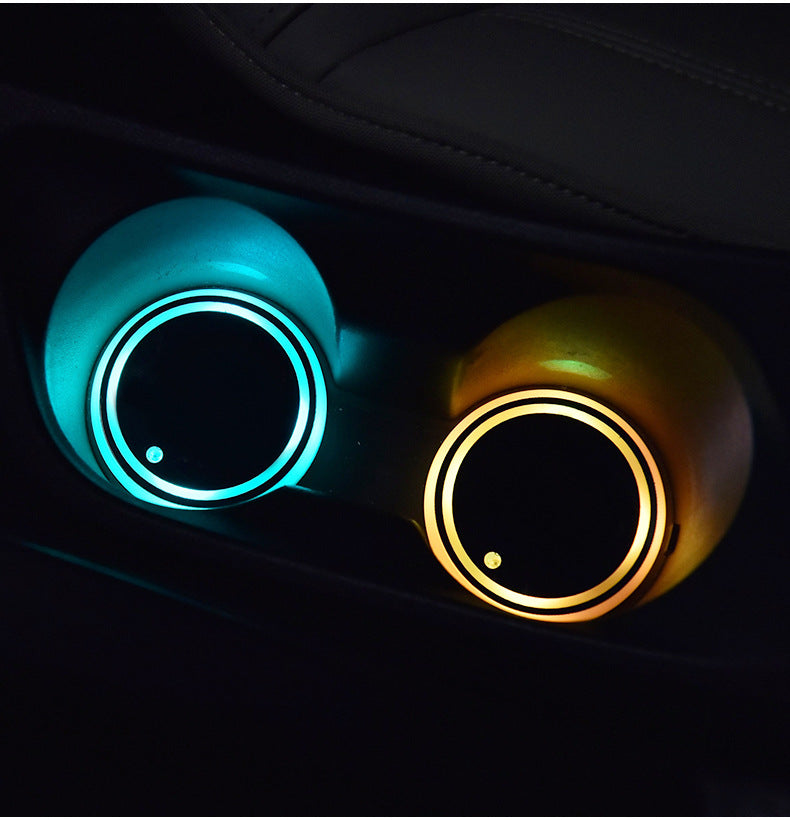 Colourful Cup Holder LED Light-up Coaster Solar & USB Charging Non-slip Coaster Ambient Light For Car2