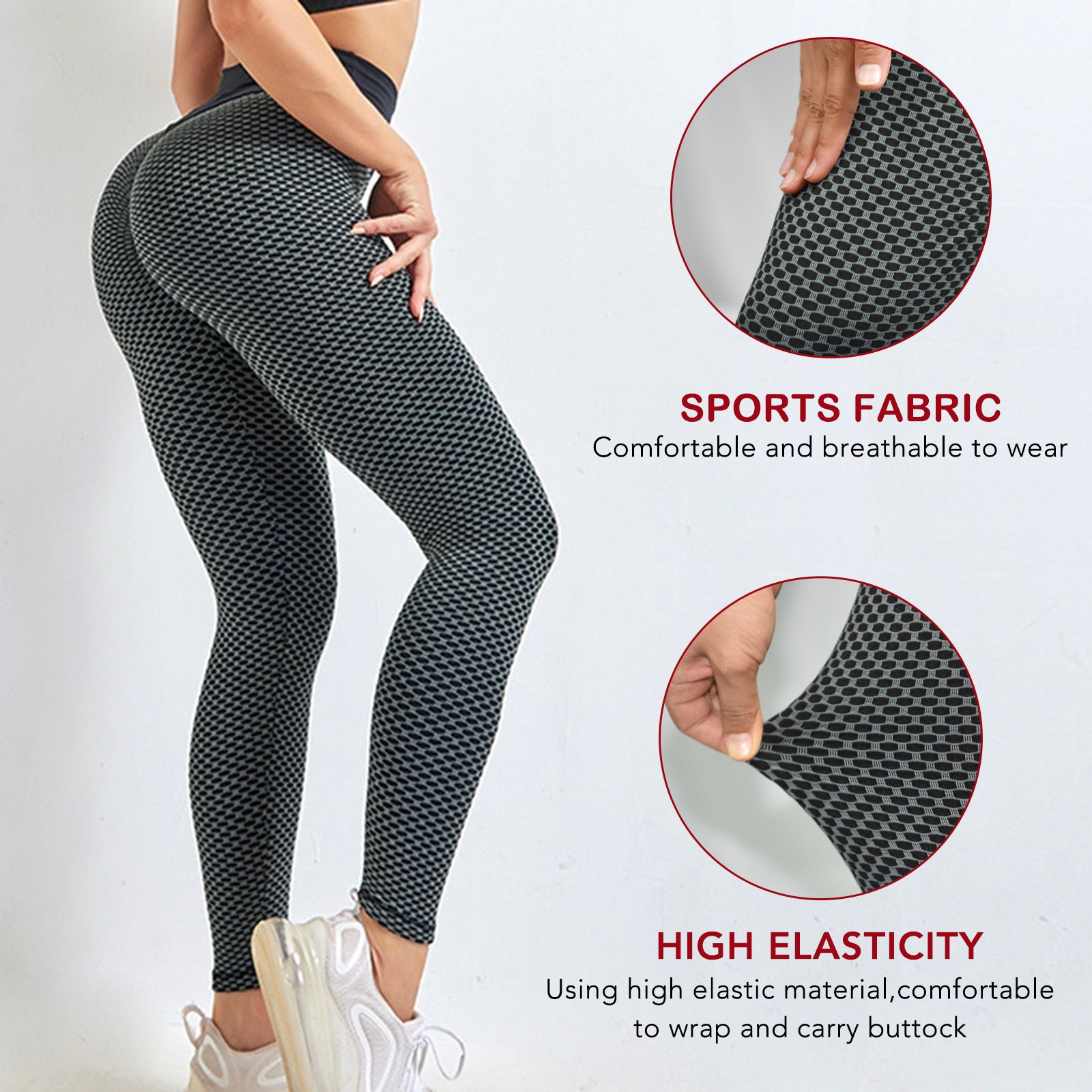 TIK Tok Leggings Women Butt Lifting Workout Tights Plus Size Sports High Waist Yoga Pants side