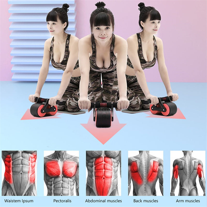 Double Wheel Abdominal Exerciser Women Men Automatic Rebound Ab Wheel Roller Waist Trainer Gym Sports Home Exercise Devices 5