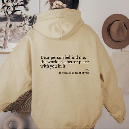 Dear Person Behind Me, You are Enough Drawstring Printed Hoodie Unisex Hoodies 2