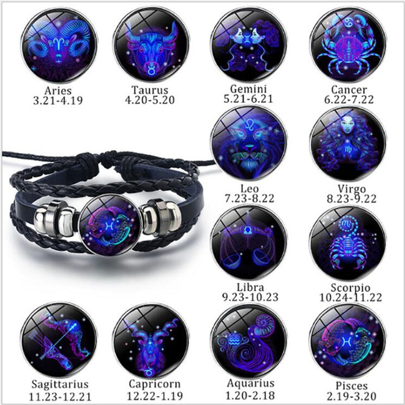 Zodiac Constellation Bracelet Braided Design Bracelet For Men Women Kids 8