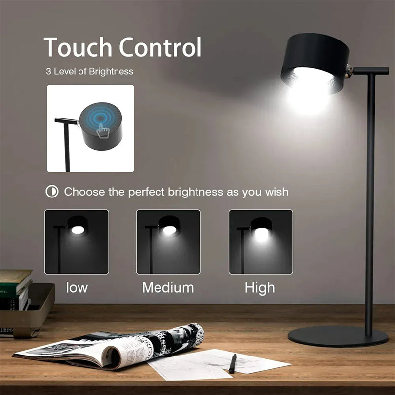 Magnetic Touchable LED USB Rechargeable Table Lamp 360 Rotate Cordless Remote Control Desk Lights Home Bedroom Wall Night Lamp1