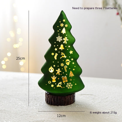 Christmas Luminous Glass Desktop Decoration Led Lights, Christmas tree, Candle, Cup size