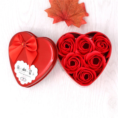 Soap Flower Gift Box Valentine's Day Gift Creative Gift Heart-shaped Bear Rose Iron Box