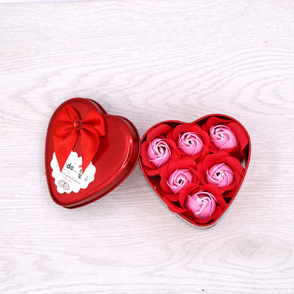 Soap Flower Gift Box Valentine's Day Gift Creative Gift Heart-shaped Bear Rose Iron Box