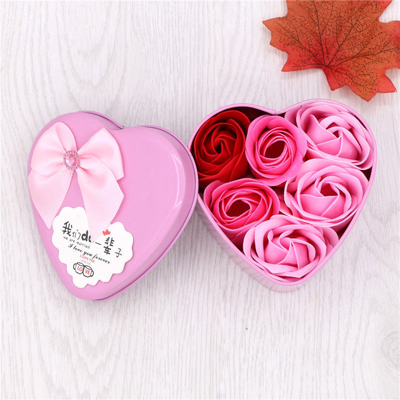 Soap Flower Gift Box Valentine's Day Gift Creative Gift Heart-shaped Bear Rose Iron Box