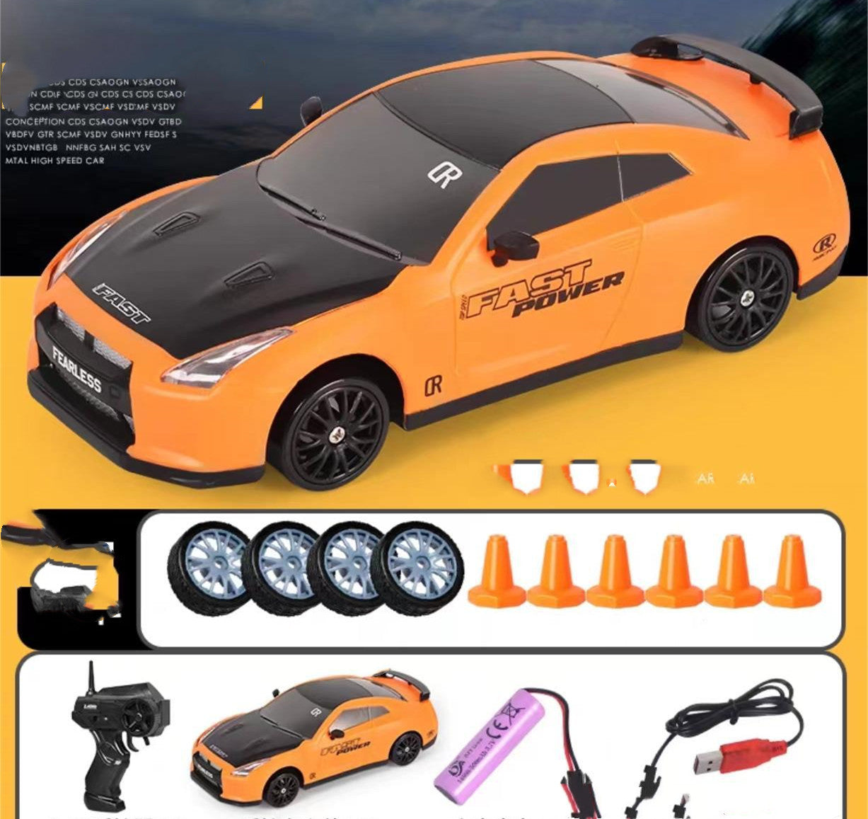 2.4G Drift Rc Car 4WD RC Drift Car Toy Remote Control GTR Model AE86 Vehicle Car RC Racing Car Toy For Children Gifts orange