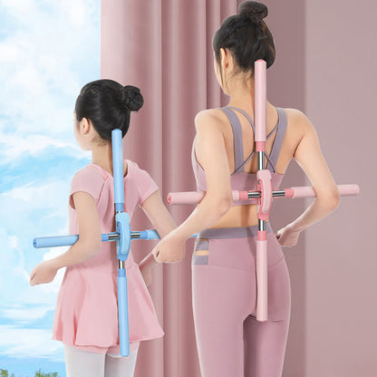 Yoga Stick Hunchback Corrector Stainless Steel Body Figure Training Stick Cross Open Back Standing Gym Home Sports Equipment