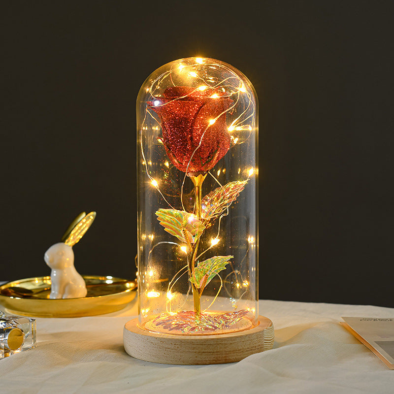 Valentines Day Gift For Girlfriend Eternal Rose Flowers LED Light In Glass Cover 3