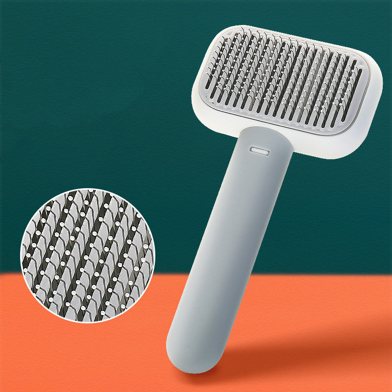 New Pet Cat Dog Hair Brush Hair Massage Comb Open-Knot Brush Grooming Cleaning Tool Stainless Steel Comb grey