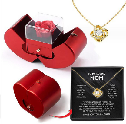 Fashion Jewellery Box Red Apple Gift Necklace Eternal Rose For Girl Valentine's Day