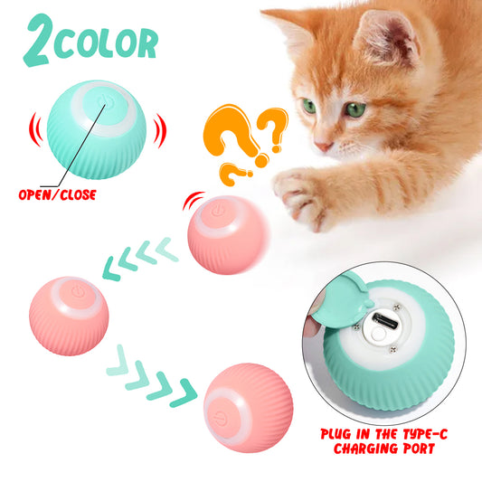 Cat Gravity Intelligent Rolling Ball Tease Toy Pet Automatic Rotating Ball USB Rechargeable for Cats Kitten Kitty Exercise