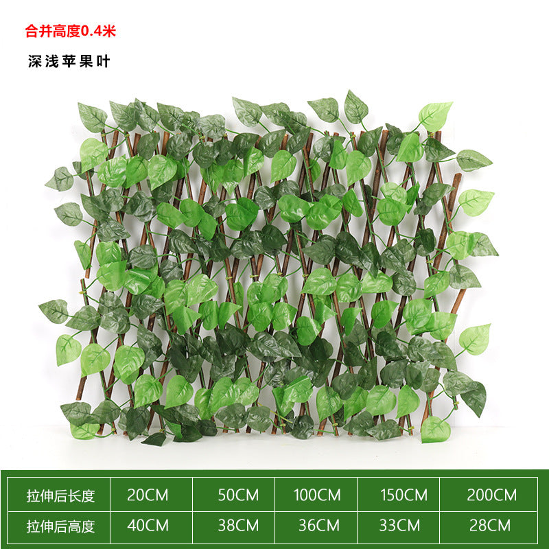 Simulation Fence Garden Plant Fence Wooden Garden Decoration Retractable Trellis with Artificial Leaves Retractable Trellis Fence18